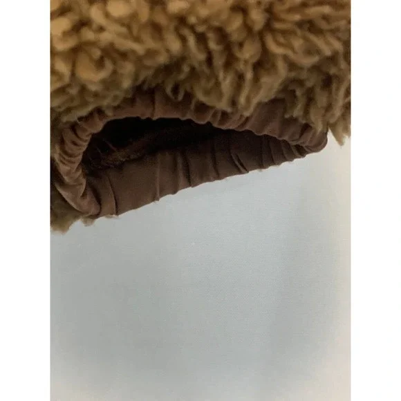 Plush X Revolve Women’s Cream Brown Sherpa Hooded Jacket NEW Size Small - Picture 7 of 10